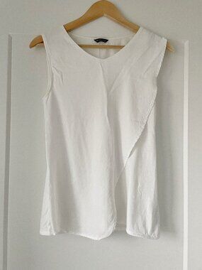 Mossimo Dutti White V‑Neck Draped Tank Top Medium